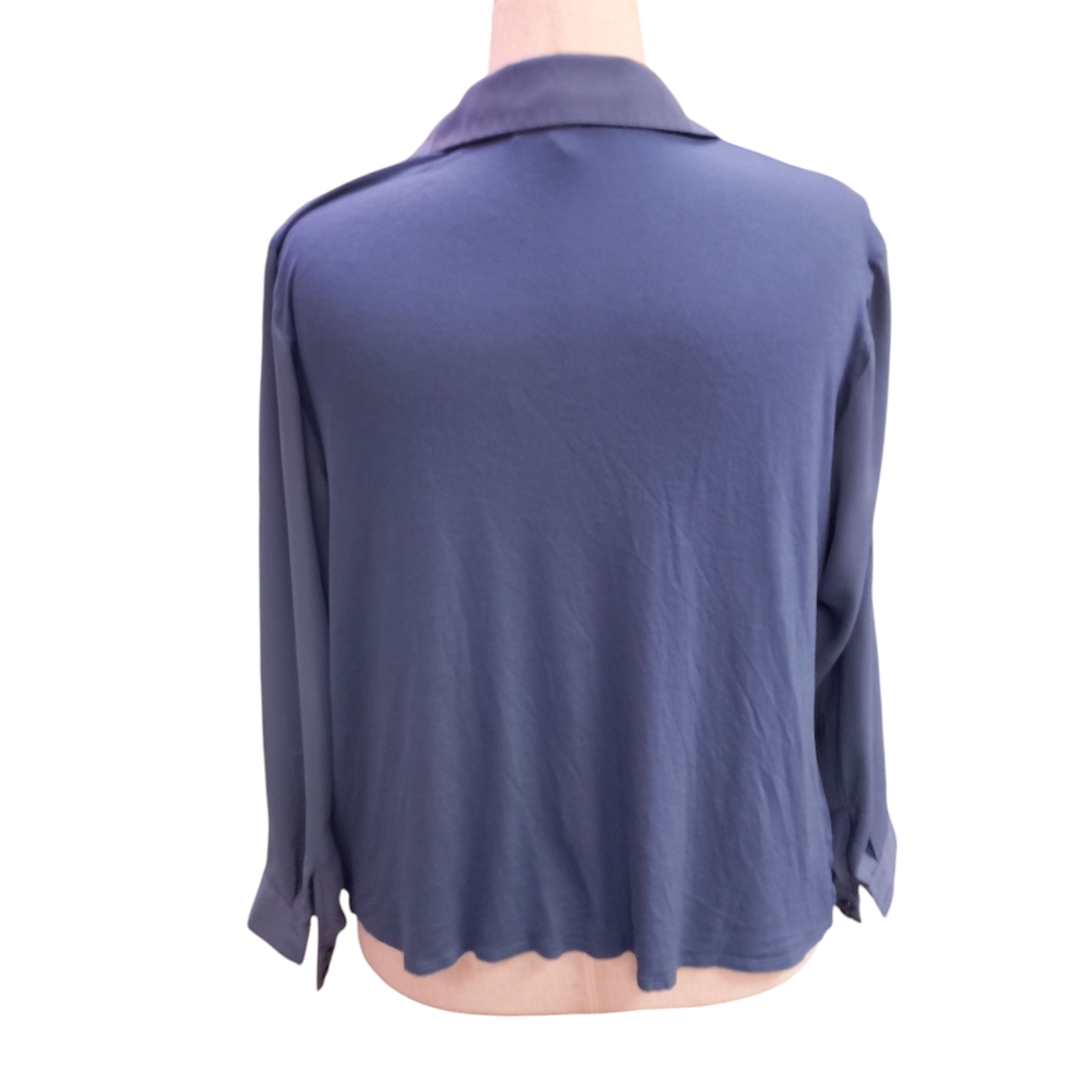 INC International Concepts Blue 3/4 Sleeve Tie Front Blouse - Picture 3 of 7